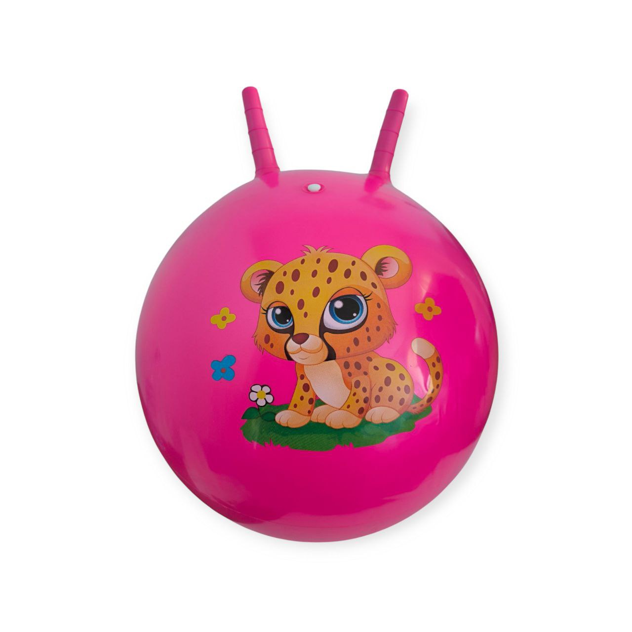 М'яч дитячий стрибун 55 см з ріжками рожевий 3-D55-rose red