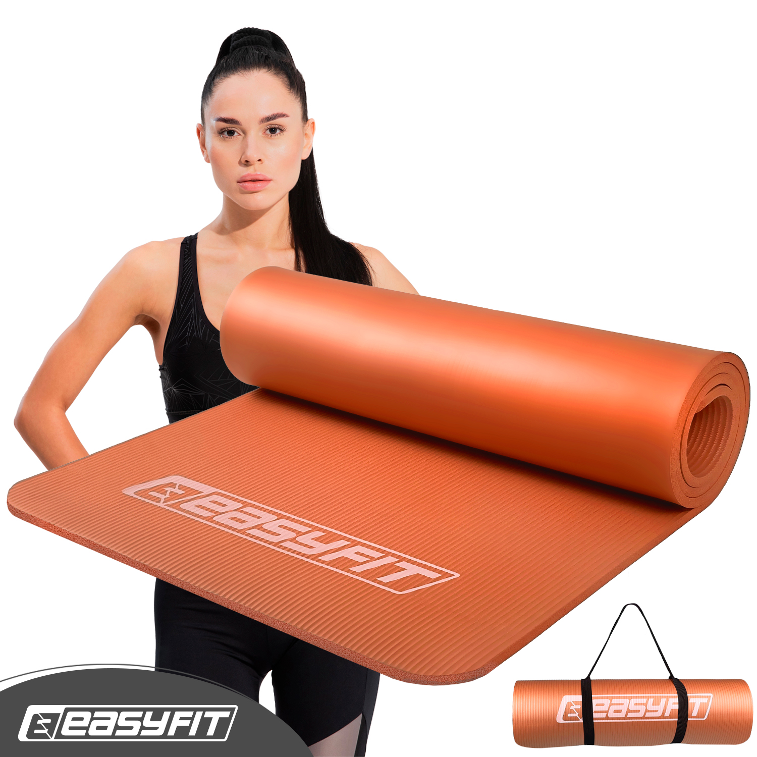 Килимок для фітнесу та йоги EasyFit NBR 10 мм Помаранчевий