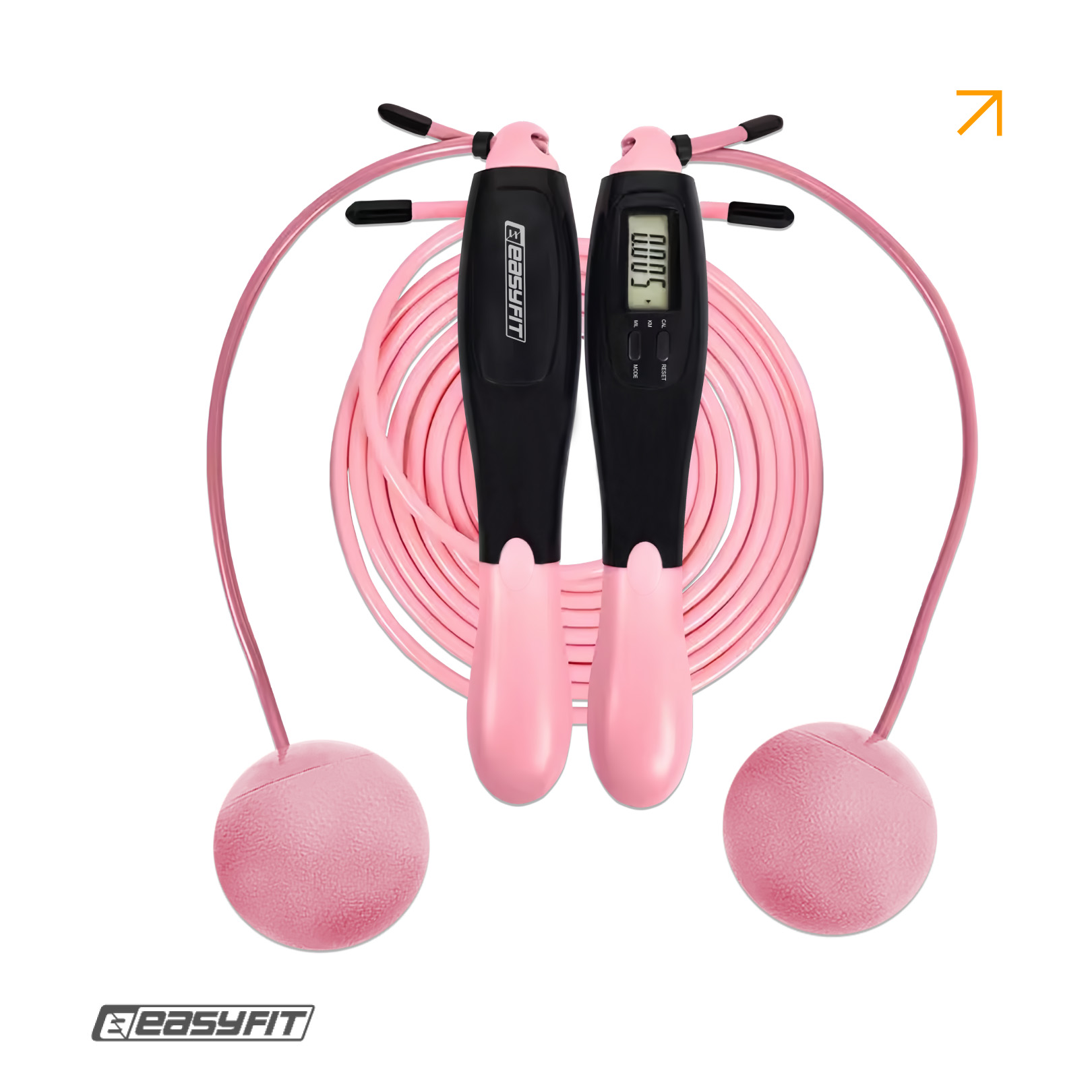 Скакалка для схуднення EasyFit TwinRope 2,8 м чорний-рожевий