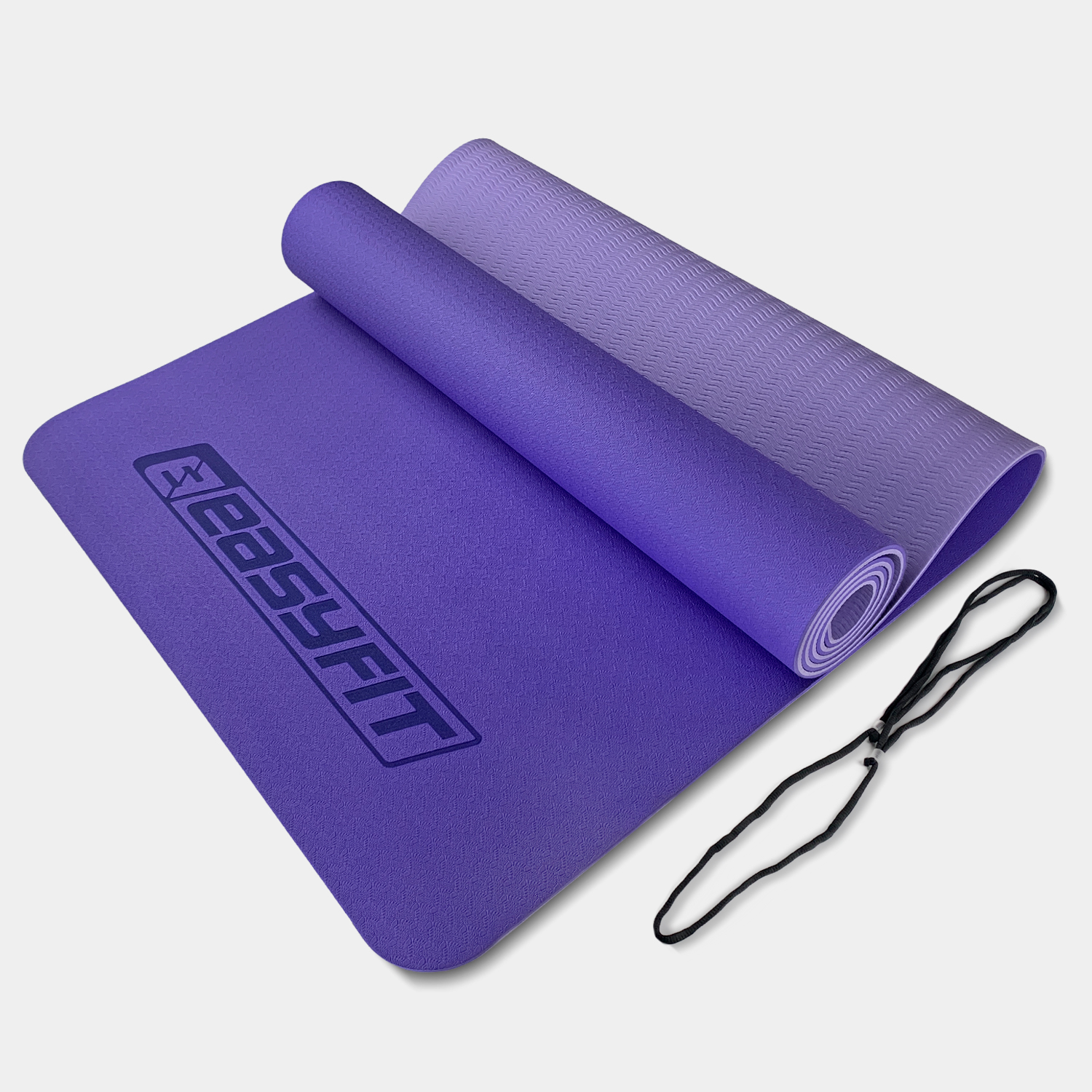 Килимок для йоги та фітнесу EasyFit TPE+TC 6мм двошаровий бузковий-св.бузковий