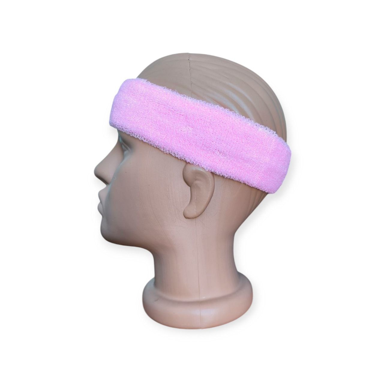 Пов'язка на голову спортивна махрова рожева 1HT-pink